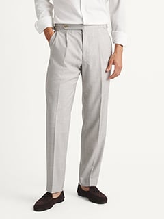 Drago Light Grey High Rise Single Pleat Tropical Wool Pant