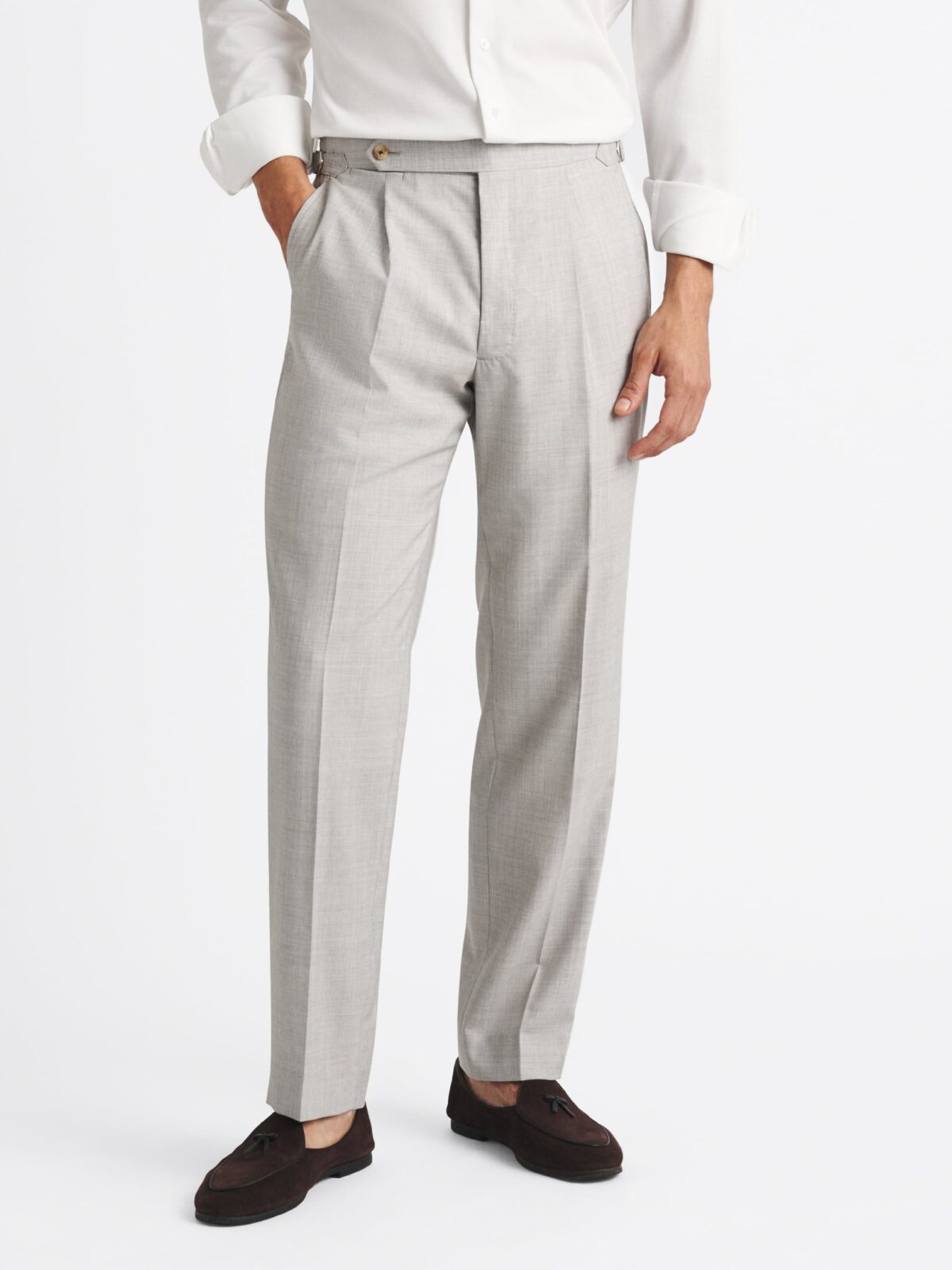 White Shirt Grey Wool Slacks Grey Wool Stretch Dress Pant