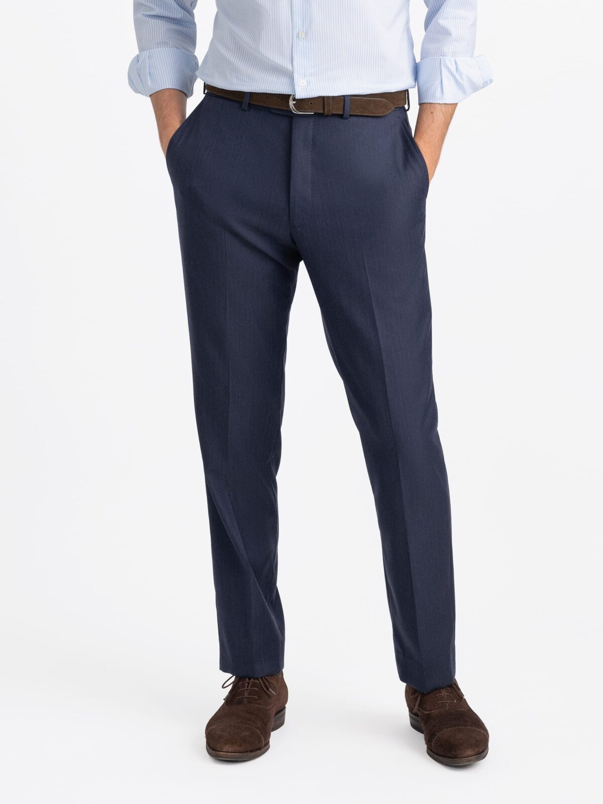 Loro Piana Fabric S150s Navy Herringbone Dress Pant - Custom Fit