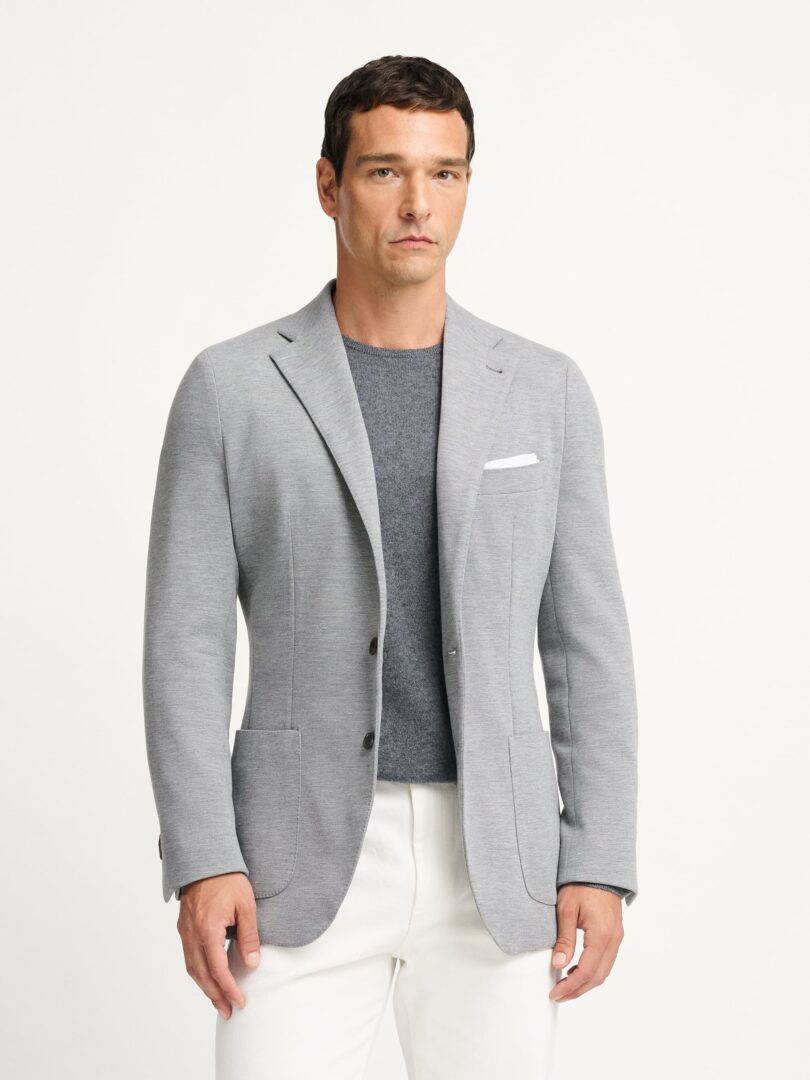 Light Grey Melange Merino Blend Knit Thumb Detail
