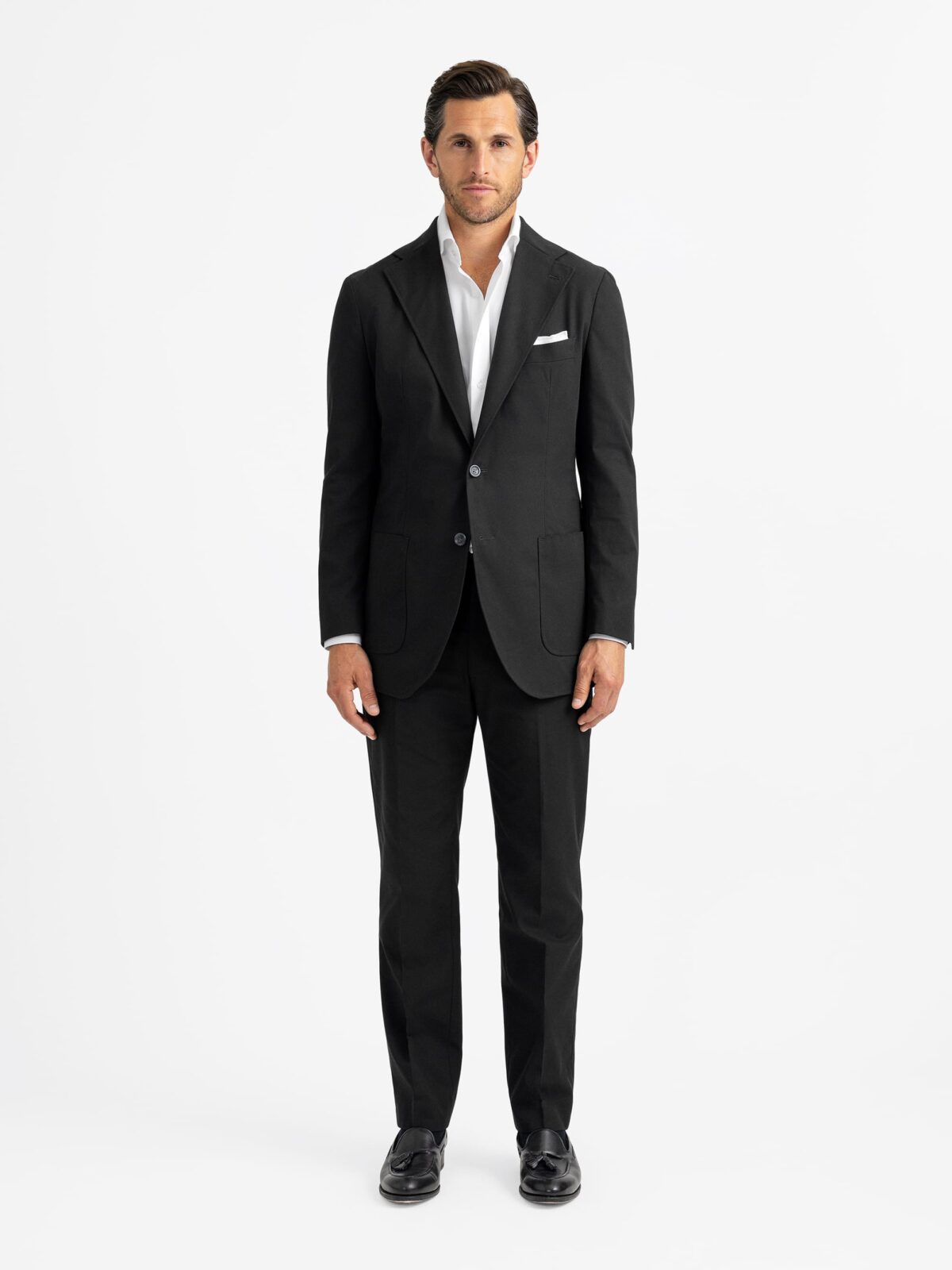Black High Twist Cotton Sullivan Suit - Custom Fit Tailored Clothing