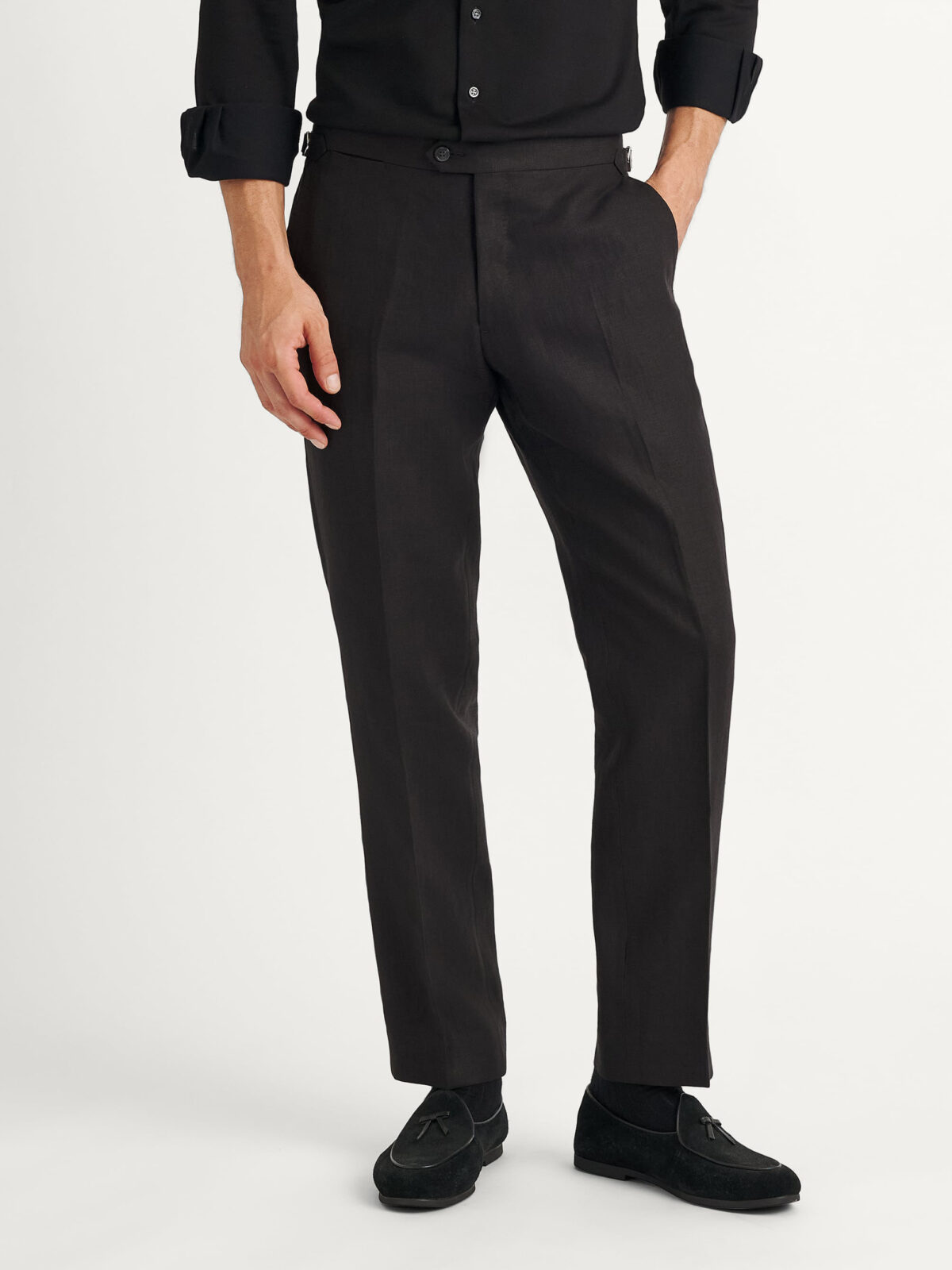 Proper Cloth Black Irish Linen Men's Custom Dress Pants