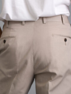 Allen Sand Cotton and Linen Single Pleated Dress Pant - Custom Fit