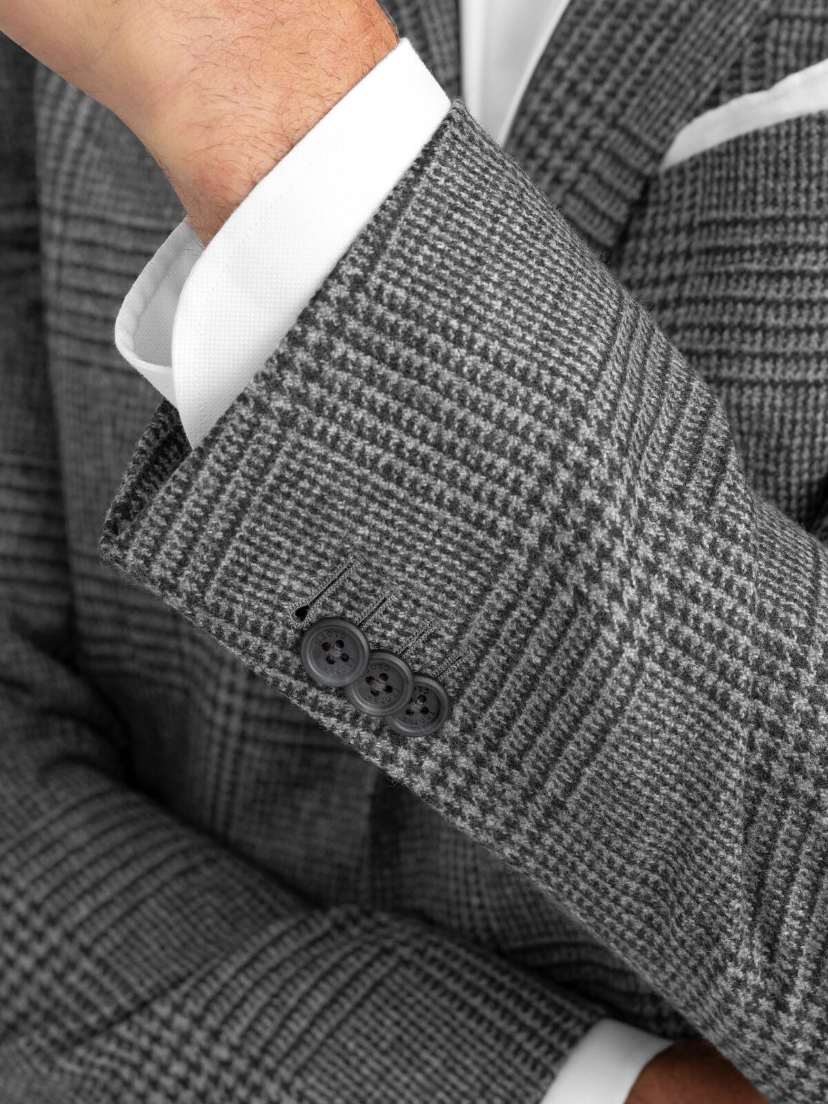 Grey Glen Plaid Italian Flannel Bedford Jacket - Custom Fit