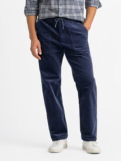 Navy Drawstring Corduroy Weekend Pant - Custom Fit Pants