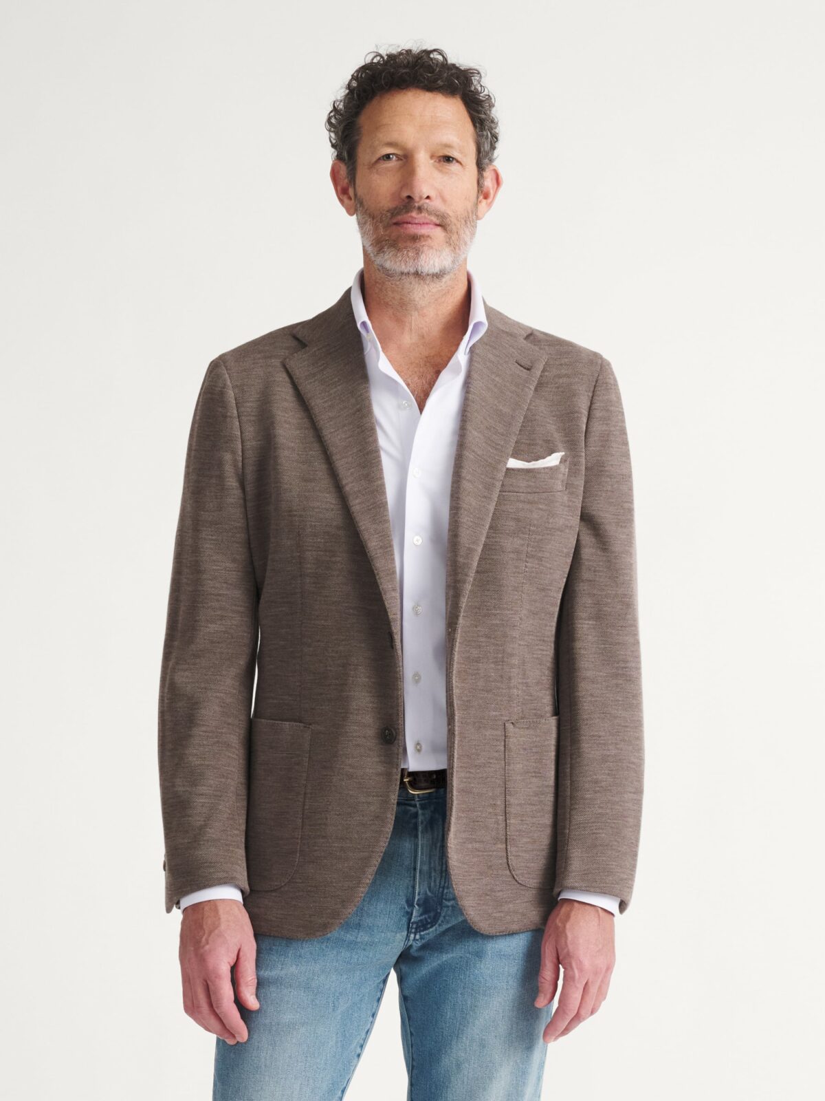 Taupe Melange Italian Merino Knit Sport Coat - Custom Fit Tailored