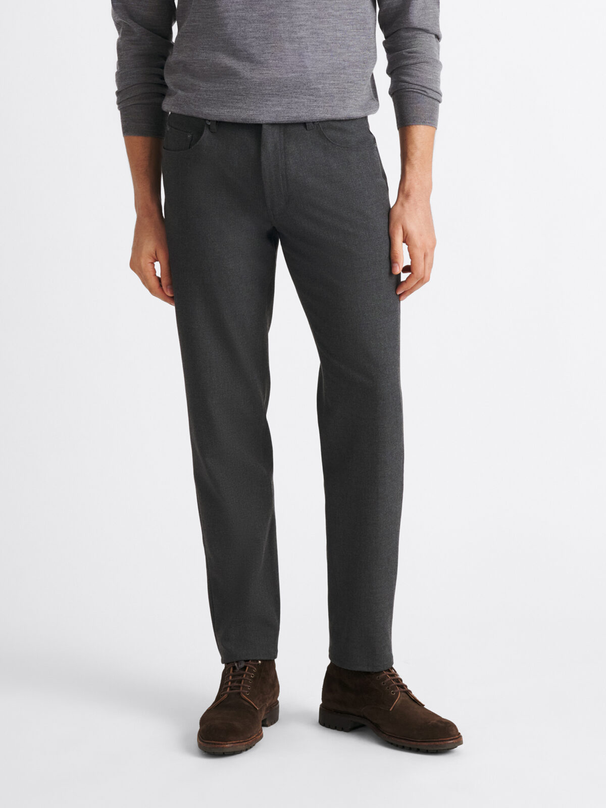 Charcoal Flannel Performance Stretch 5-Pocket - Custom Fit Pants