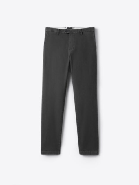 Brenta Charcoal Delave Brushed Stretch Cotton Chino - Custom Fit Pants
