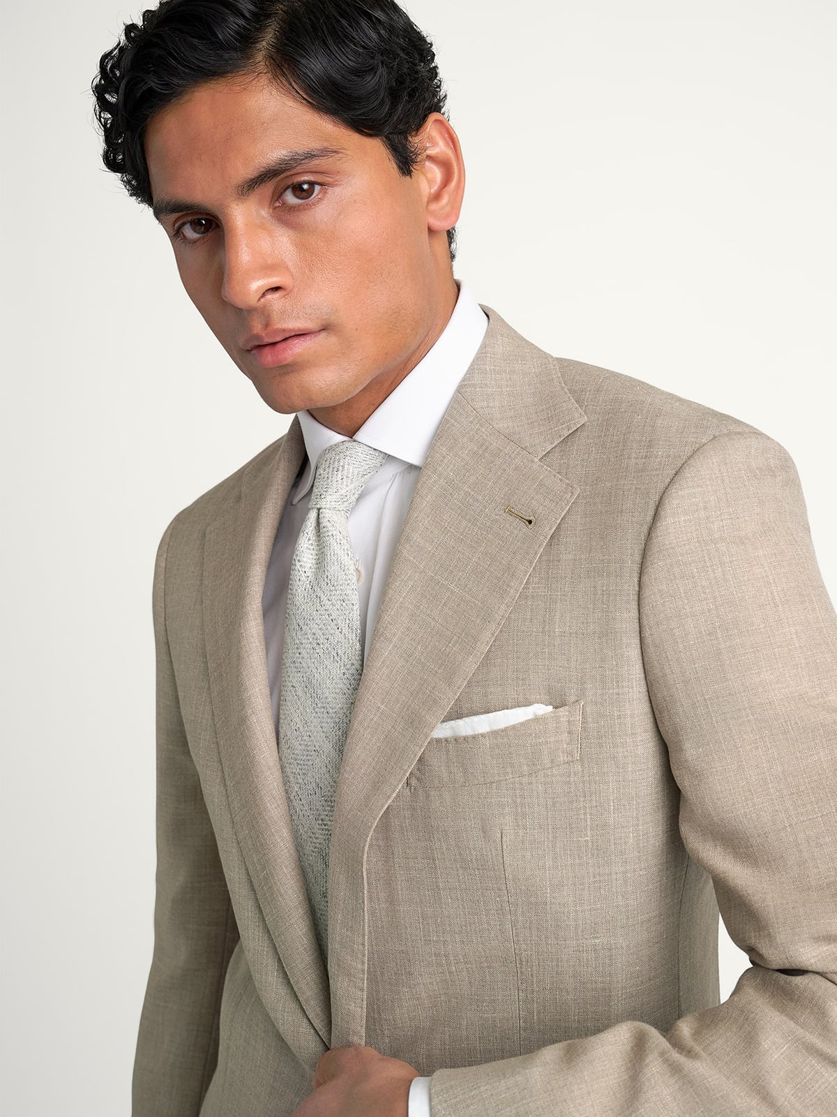Loro Piana Beige Wool Silk Linen Hudson Suit - Custom Fit Tailored 