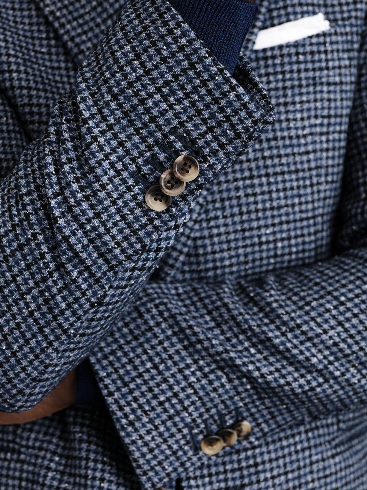Di Fabio Slate Houndstooth Wool Cashmere Bedford Jacket