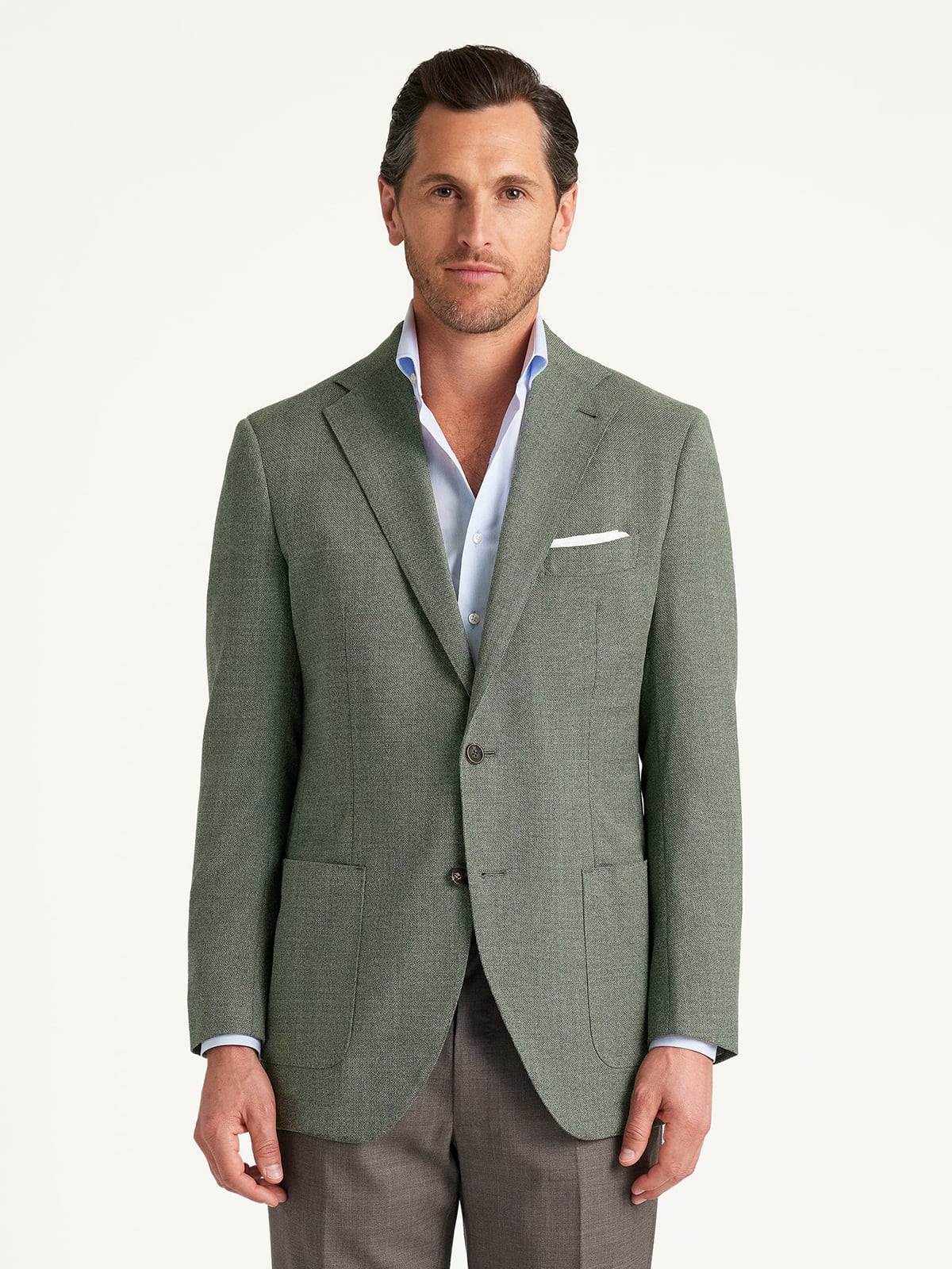 Reda Sage Wool Hopsack Bedford Jacket - Custom Fit Tailored Clothing