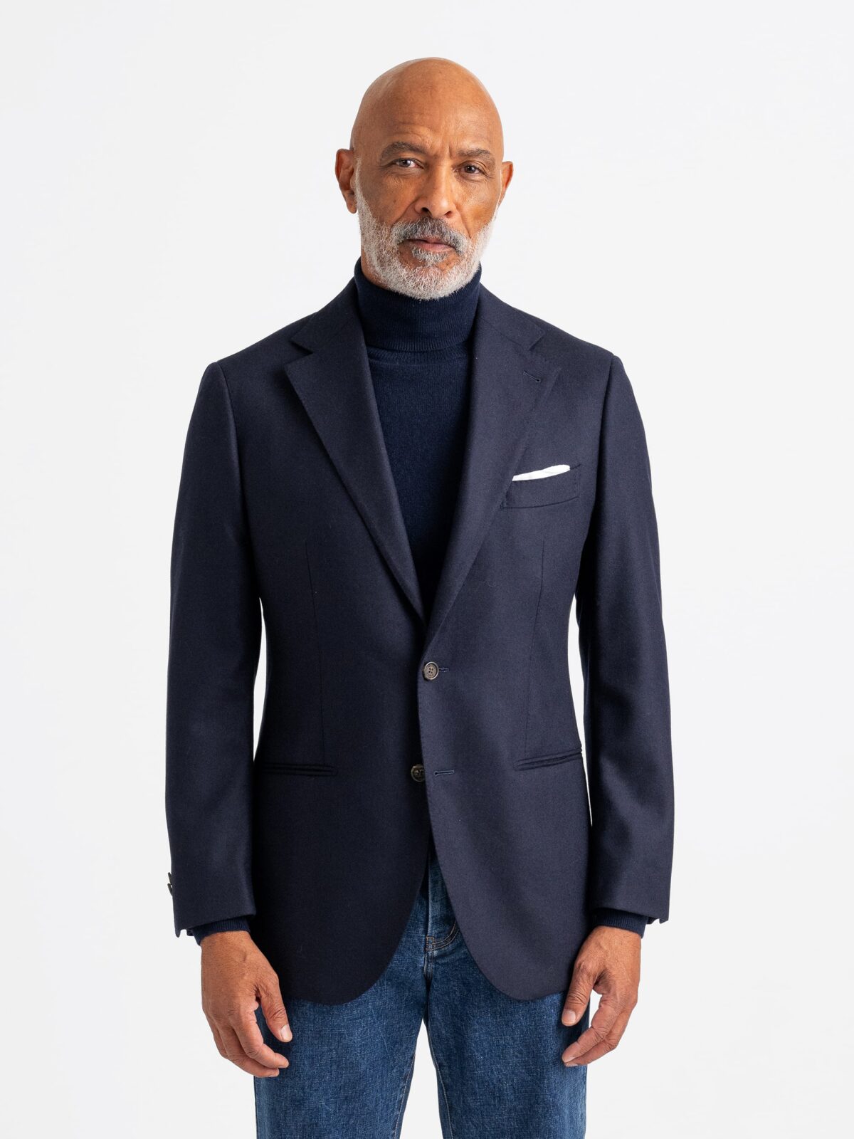 VBC Navy Wool Flannel Downing Jacket - Custom Fit Tailored