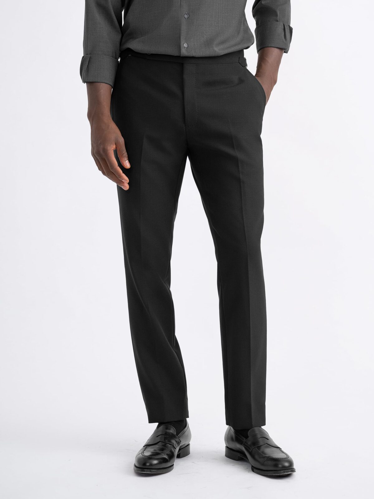 Buy Men Black Super Slim Fit Solid Flat Front Formal Trousers Online -  743316 | Louis Philippe