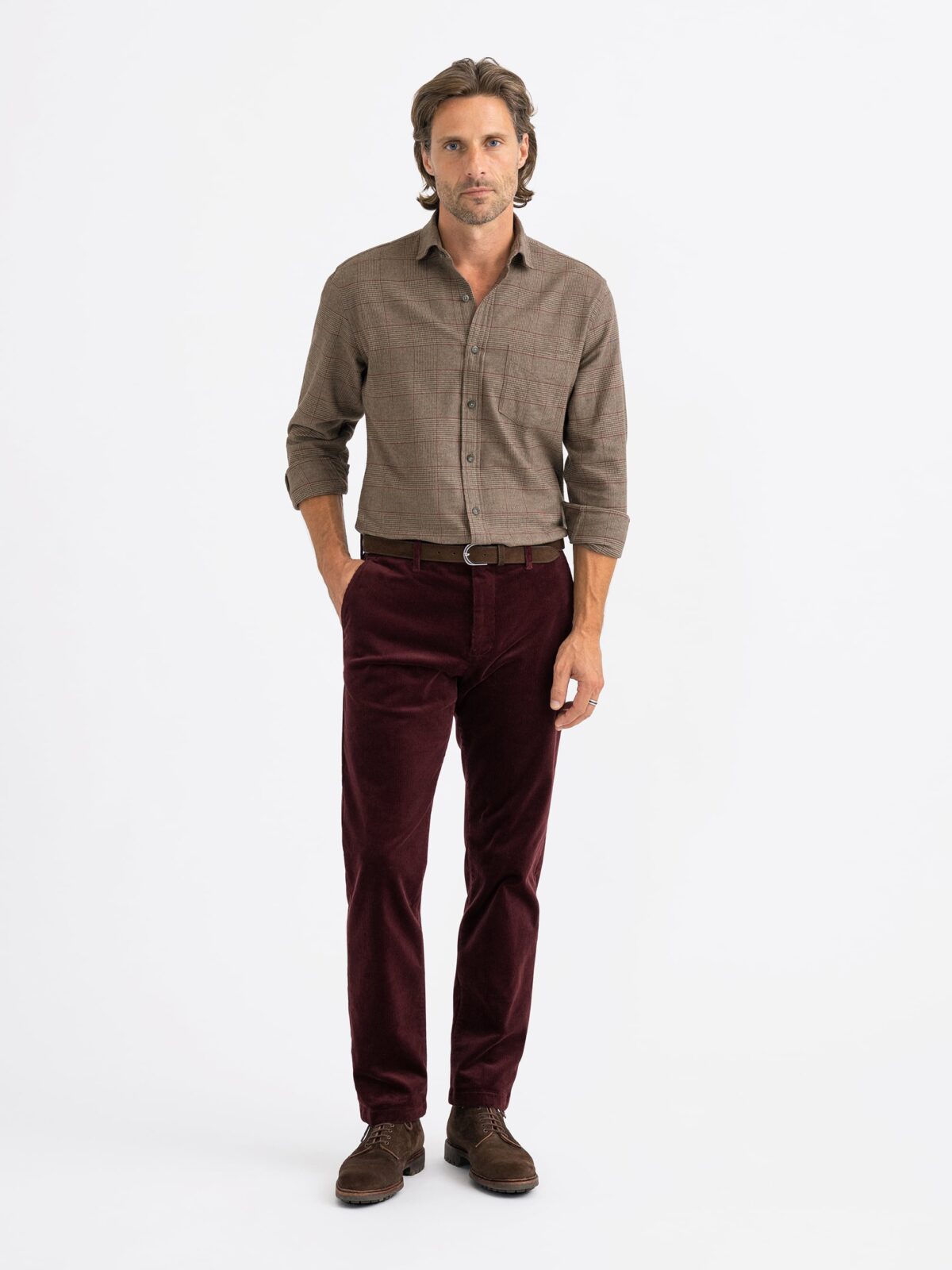 Buy Alimens & Gentle Men's Corduroy Straight Fit Flat Front Casual Pant- Brown 02, 32W x 32L at Amazon.in