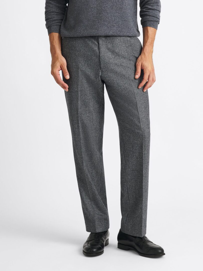 VBC Grey Glen Plaid Wool Flannel Dress Pant Thumb Detail