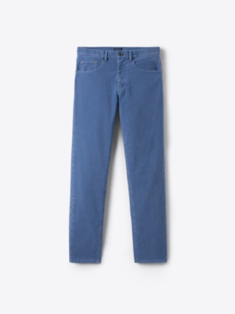 Biella Ocean Blue Stretch Moleskin 5-Pocket - Custom Fit Pants