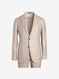 Shop Bedford Beige Wool Silk and Linen Suit