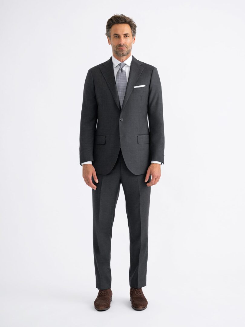 Reda Grey Micro Texture Stretch Bedford Suit