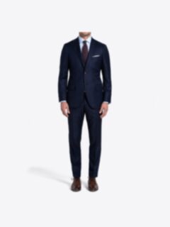 Shop Allen Navy Melange S110s Comfort Wool Suit with Cuffed Trouser