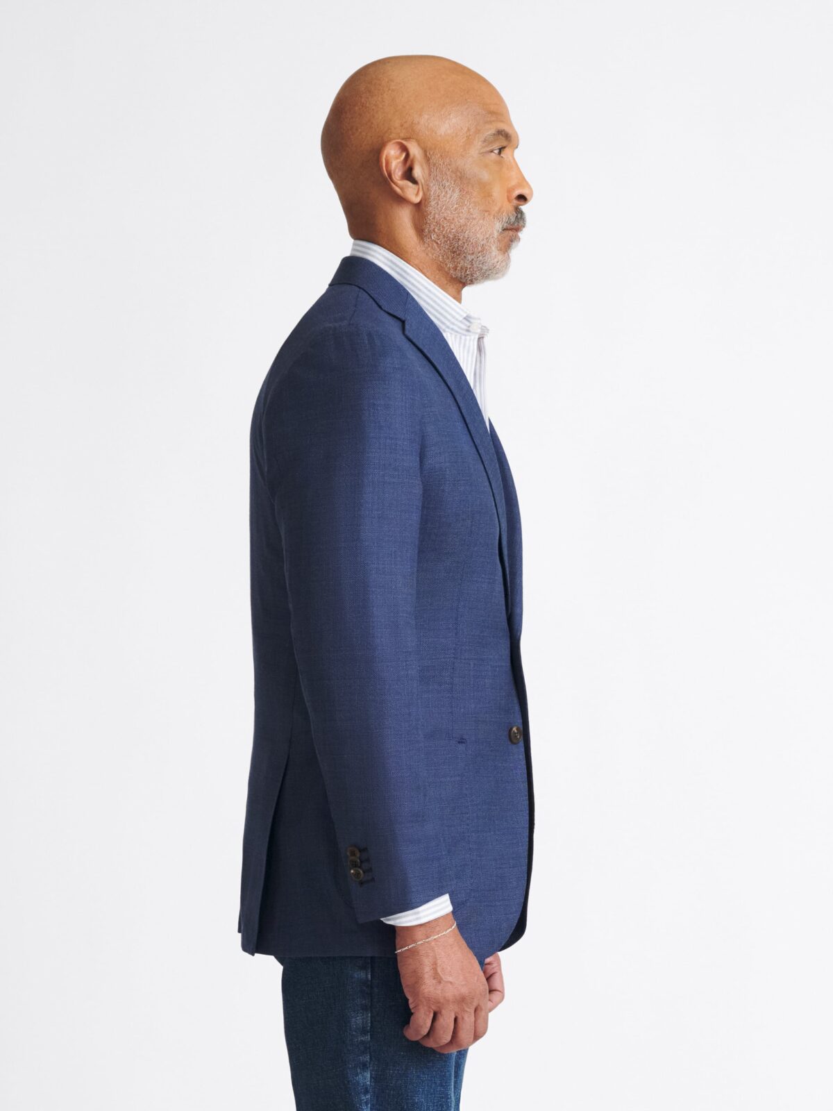 Blue Melange Hopsack Bedford Jacket - Custom Fit Tailored Clothing