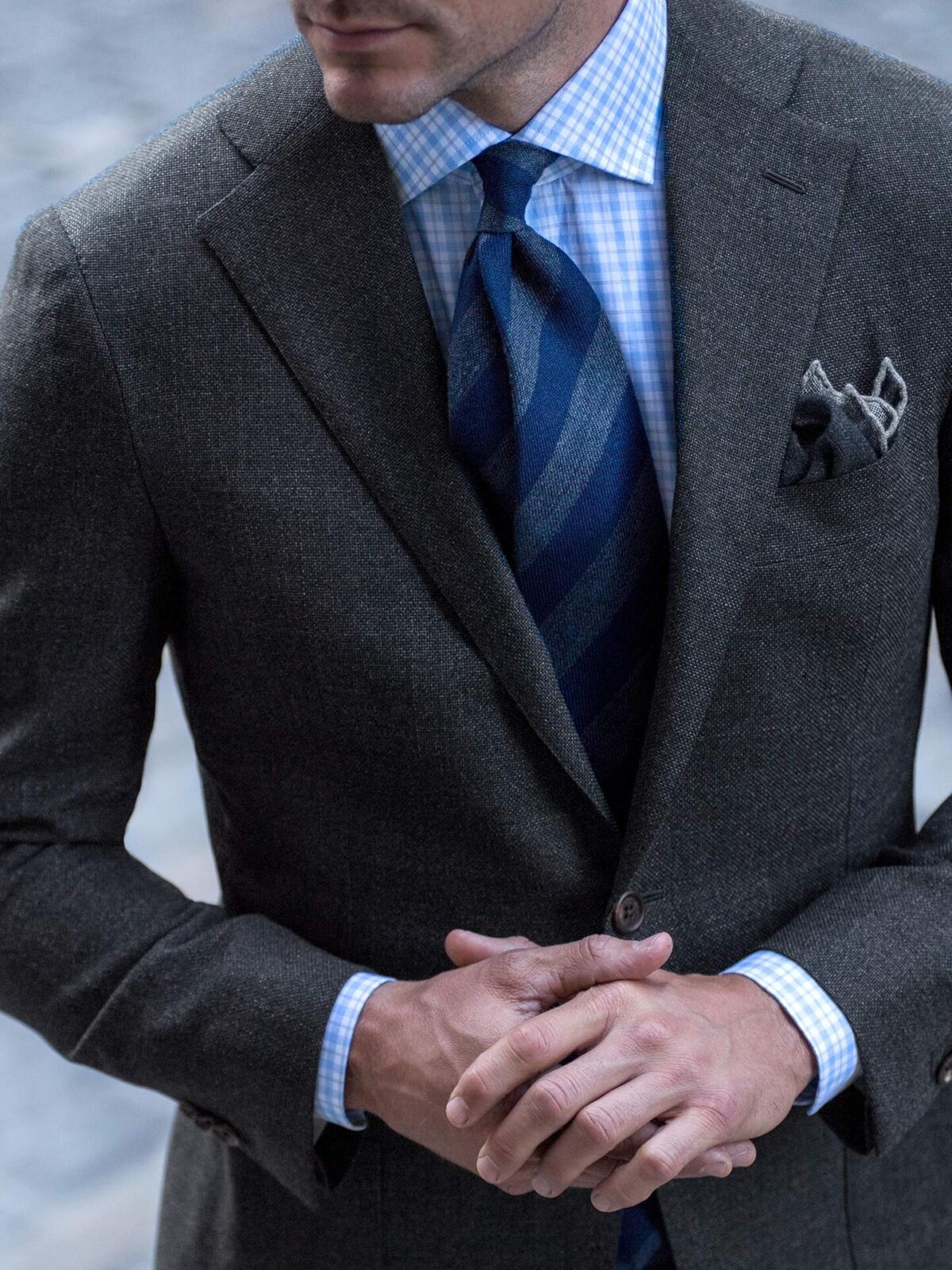 Hudson Grey Melange Wool Hopsack Jacket - Custom Fit Tailored Clothing