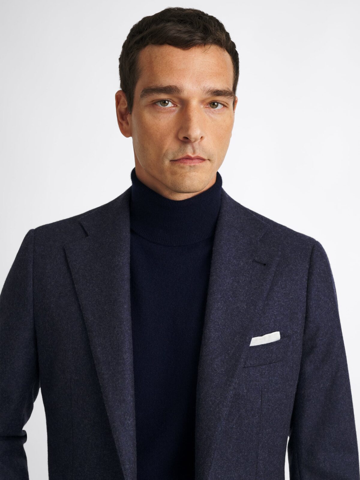 Di Fabio Navy Wool Cashmere Flannel Jacket - Custom Fit Tailored
