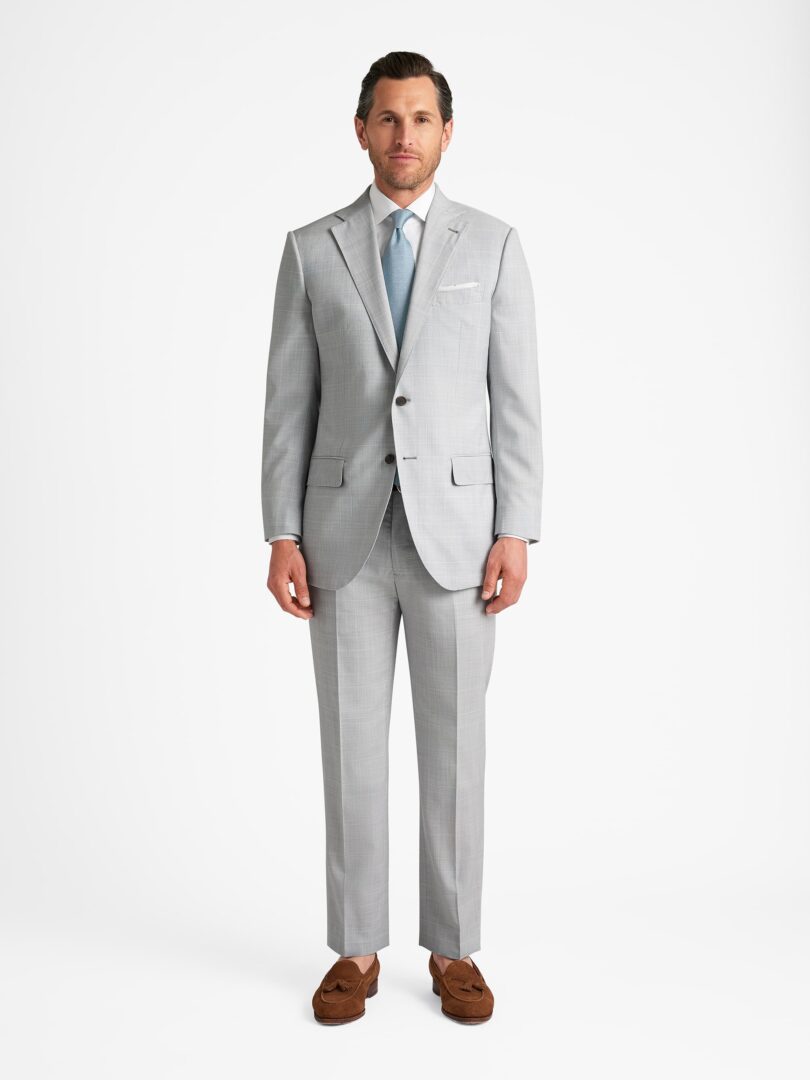 Drago Light Grey Glen Plaid S130s Tropical Wool Suit Thumb Detail