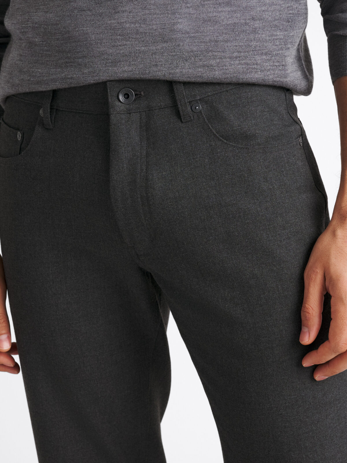 Charcoal Flannel Performance Stretch 5-Pocket - Custom Fit Pants