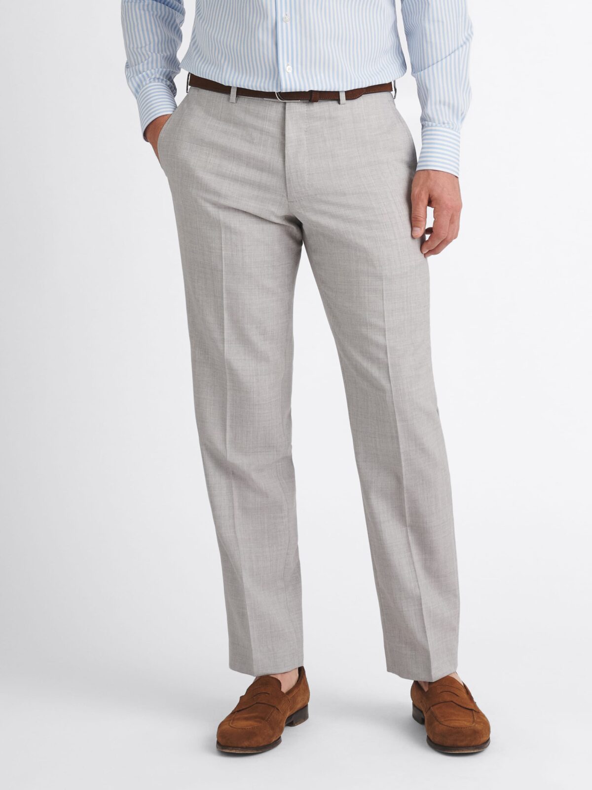 Drago Light Grey S130s Tropical Wool Dress Pant - Custom Fit