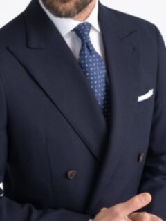 Double Breasted Reda Navy Hopsack Bedford Jacket - Custom Fit
