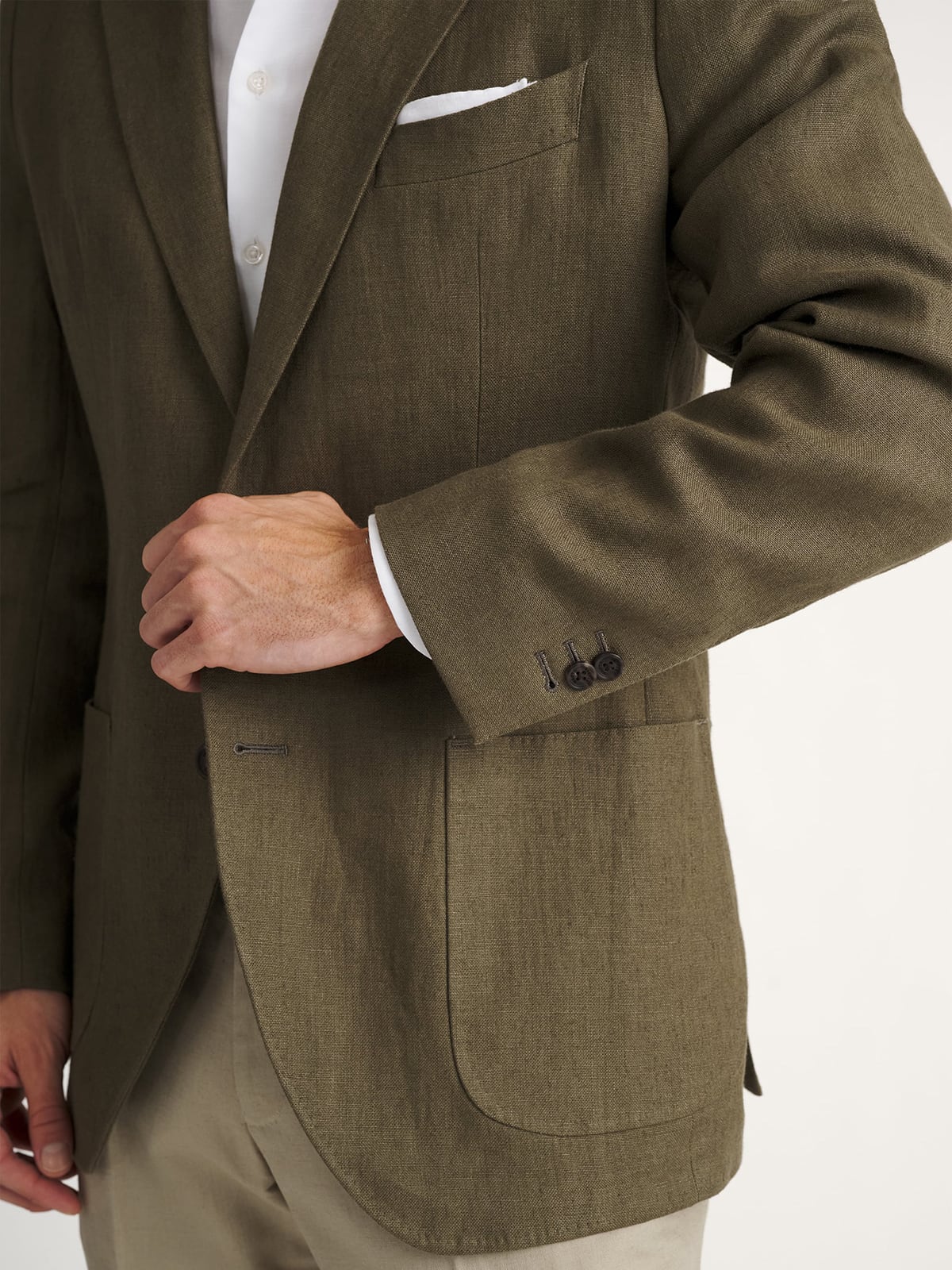 Spence Bryson Olive Washed Irish Linen Bedford Jacket - Custom Fit
