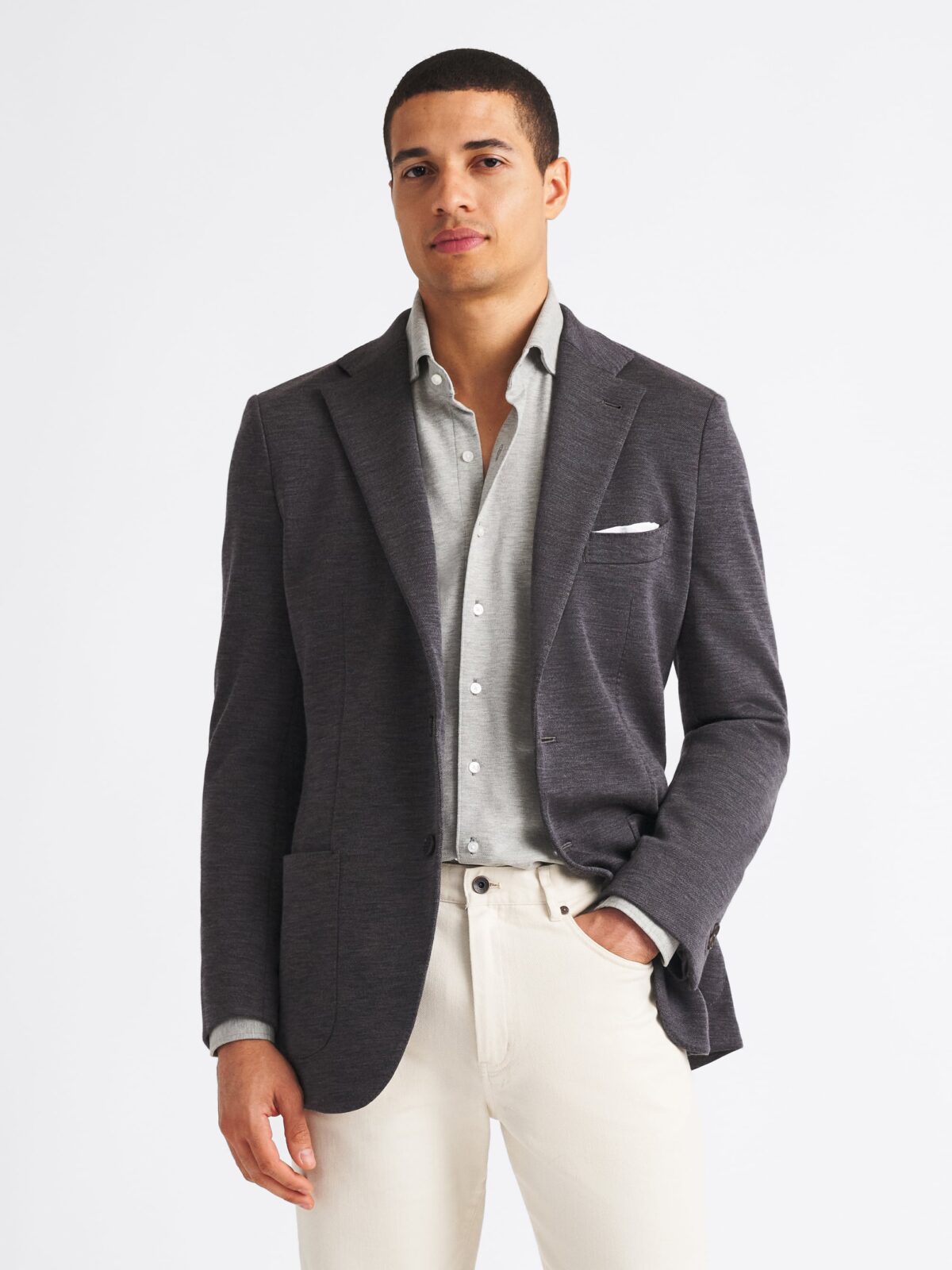 Grey Italian Merino Knit Sport Coat - Custom Fit Tailored Clothing