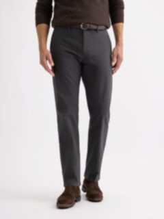 Modena Charcoal Peached Stretch Cotton Chino - Custom Fit Pants