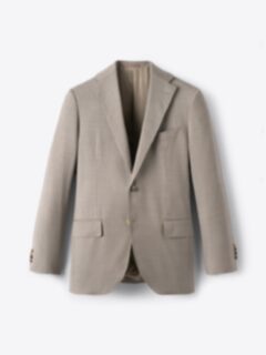 Shop Allen Taupe Melange Stretch Wool Suit Jacket