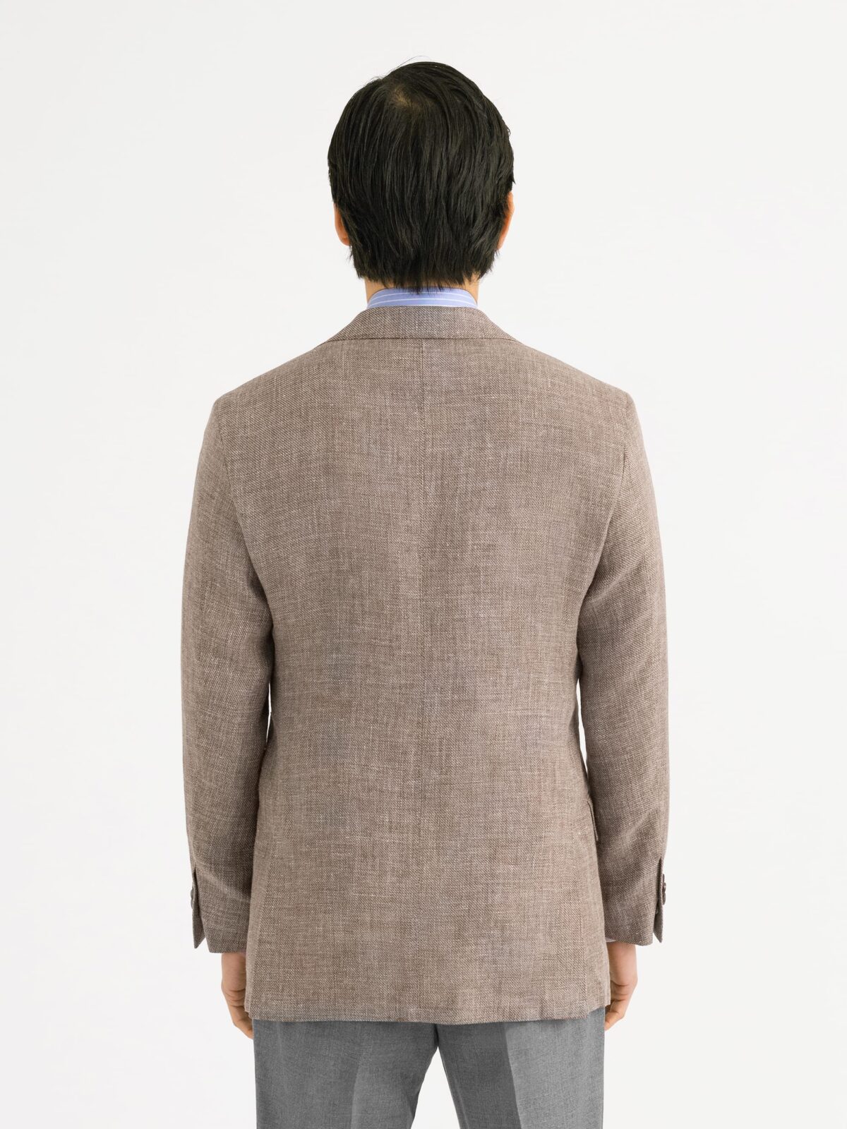 Drago Chestnut Wool and Linen Hopsack Bedford Jacket - Custom Fit