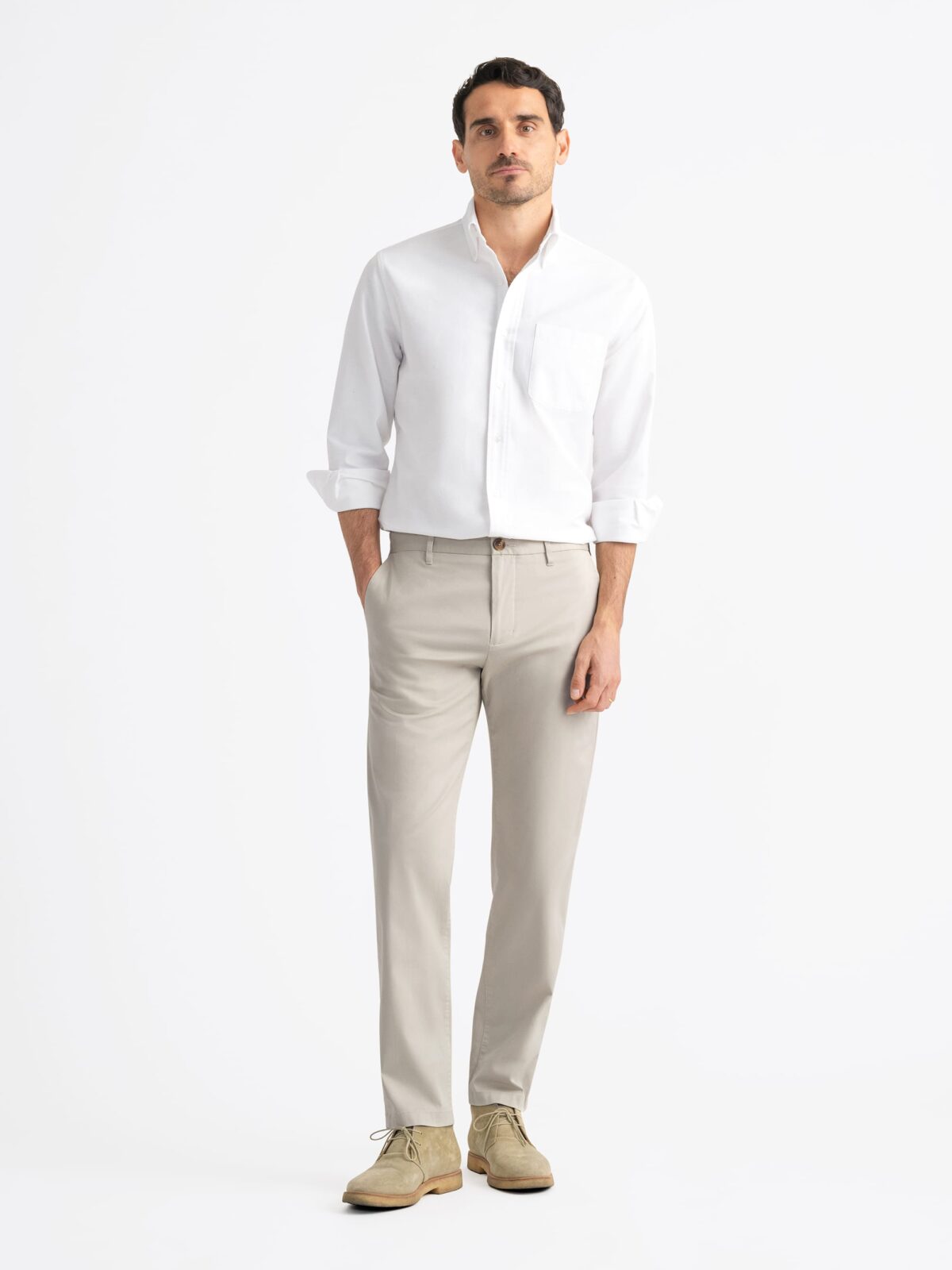 Di Sondrio Beige Lightweight Stretch Cotton Chino