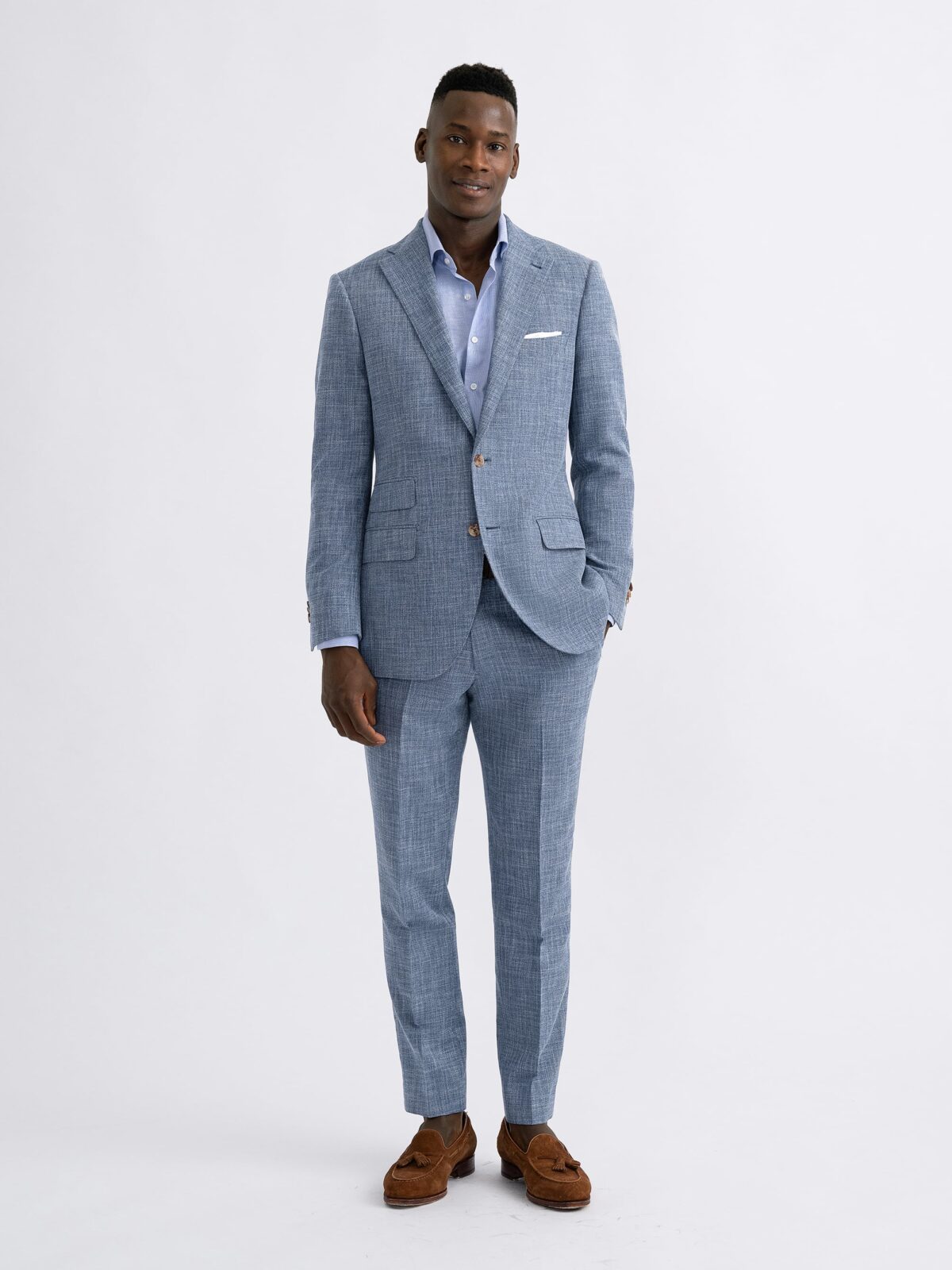 Slim-fit two-piece suit in melange linen