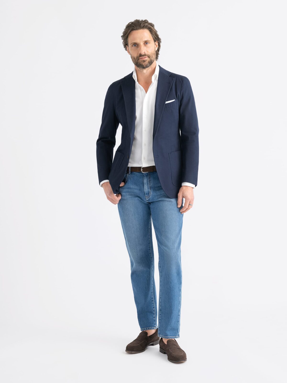 Navy Stretch Cotton Waverly Jacket - Custom Fit Tailored Clothing