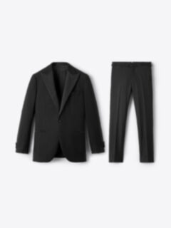 Shop Peak Lapel Loro Piana Fabric Black S150s Tuxedo