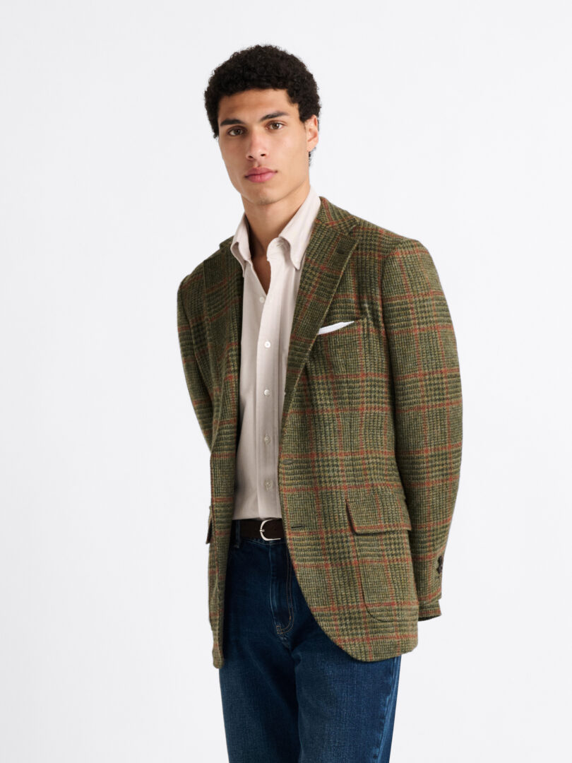 Sage and Red Plaid Shetland Tweed Thumb Detail