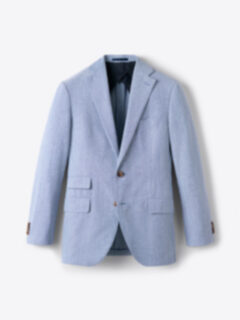 Sky Wool Blend Chambray Stretch Bedford Suit - Custom Fit Tailored