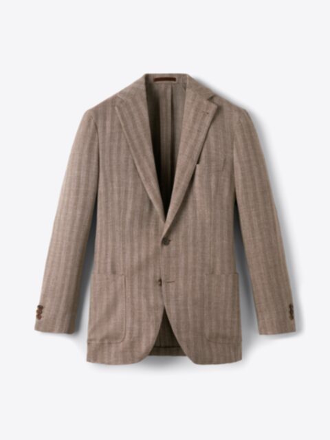 Mocha Wool and Linen Bedford Tailored Fit Custom Clothing Stretch - Jacket