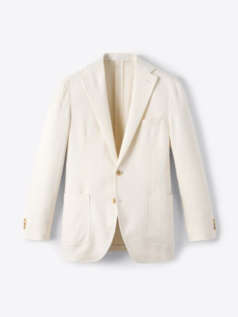 Cream Wool Linen Waverly Jacket - Custom Fit Tailored Clothing