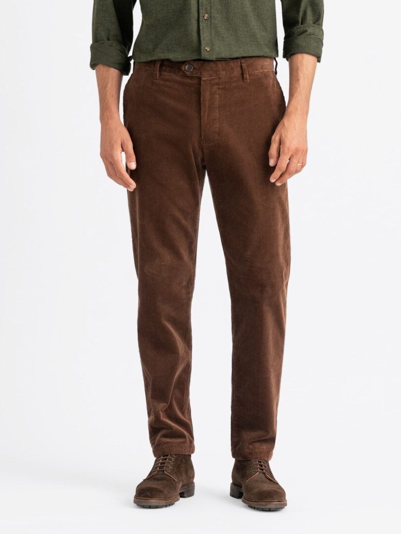 Stratton Brown Stretch Corduroy Chino Thumb Detail