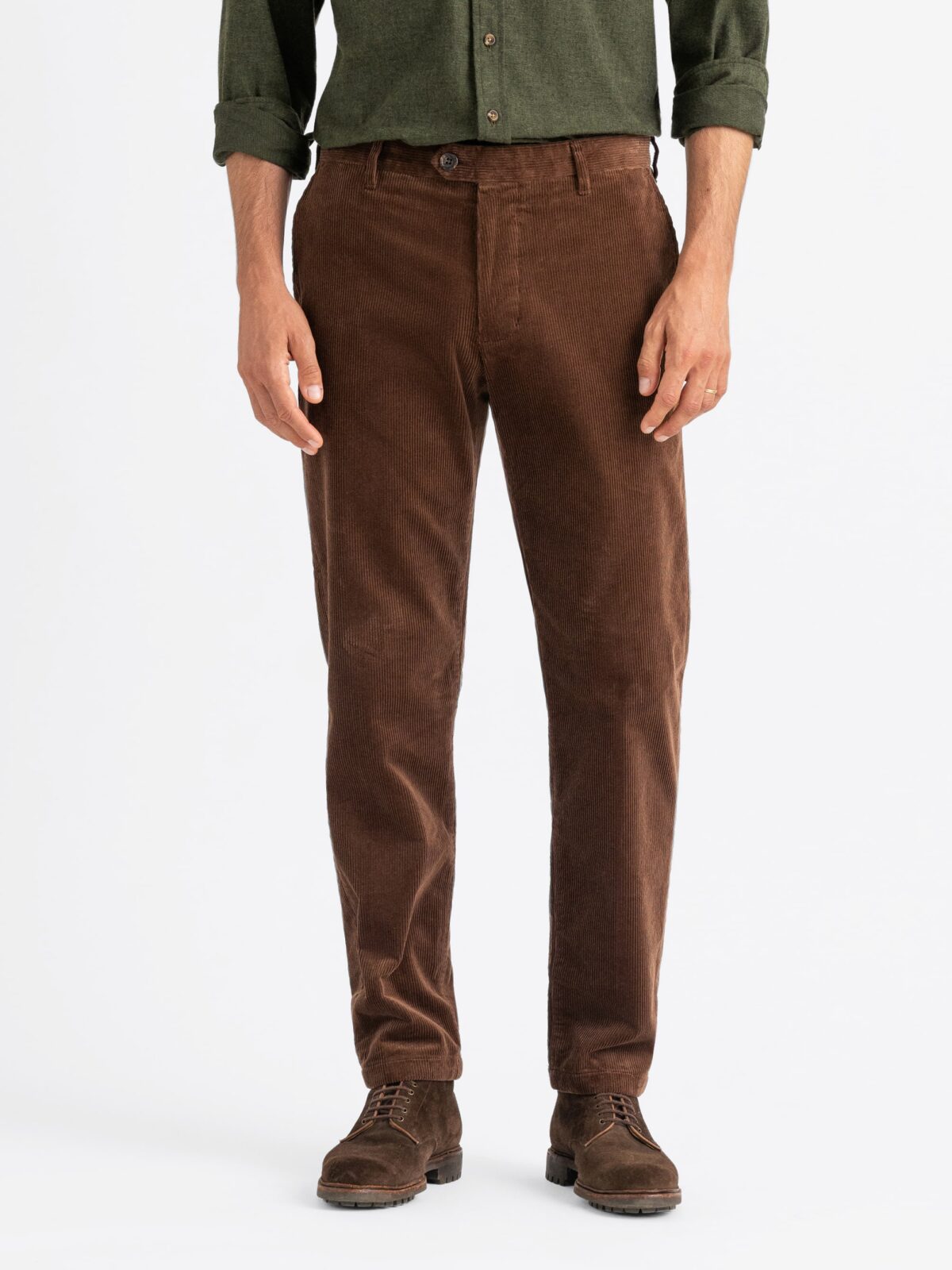 Pantalon Chipp Patchwork Melon/vert/marron En Velours Côtelé Et Tweed - Taille 40, Occasion Très Bon état