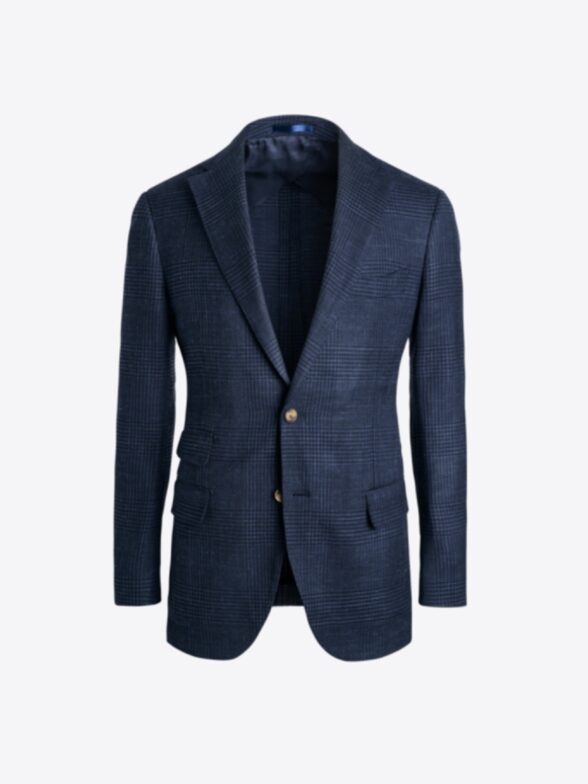 Thumb Photo of Navy Glen Plaid Wool Silk Linen Bedford Jacket