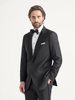 Peak Lapel Loro Piana Fabric Black S150s Dinner Jacket Satin Lapel