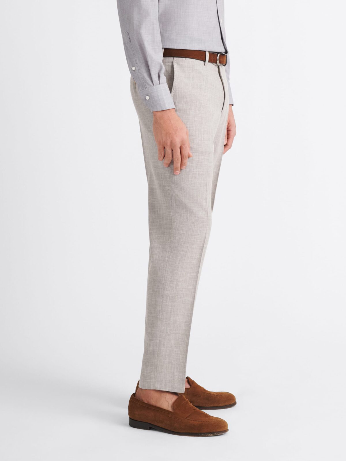 VBC Beige Wool and Cotton Slub Dress Pant - Custom Fit Tailored  display picture 1