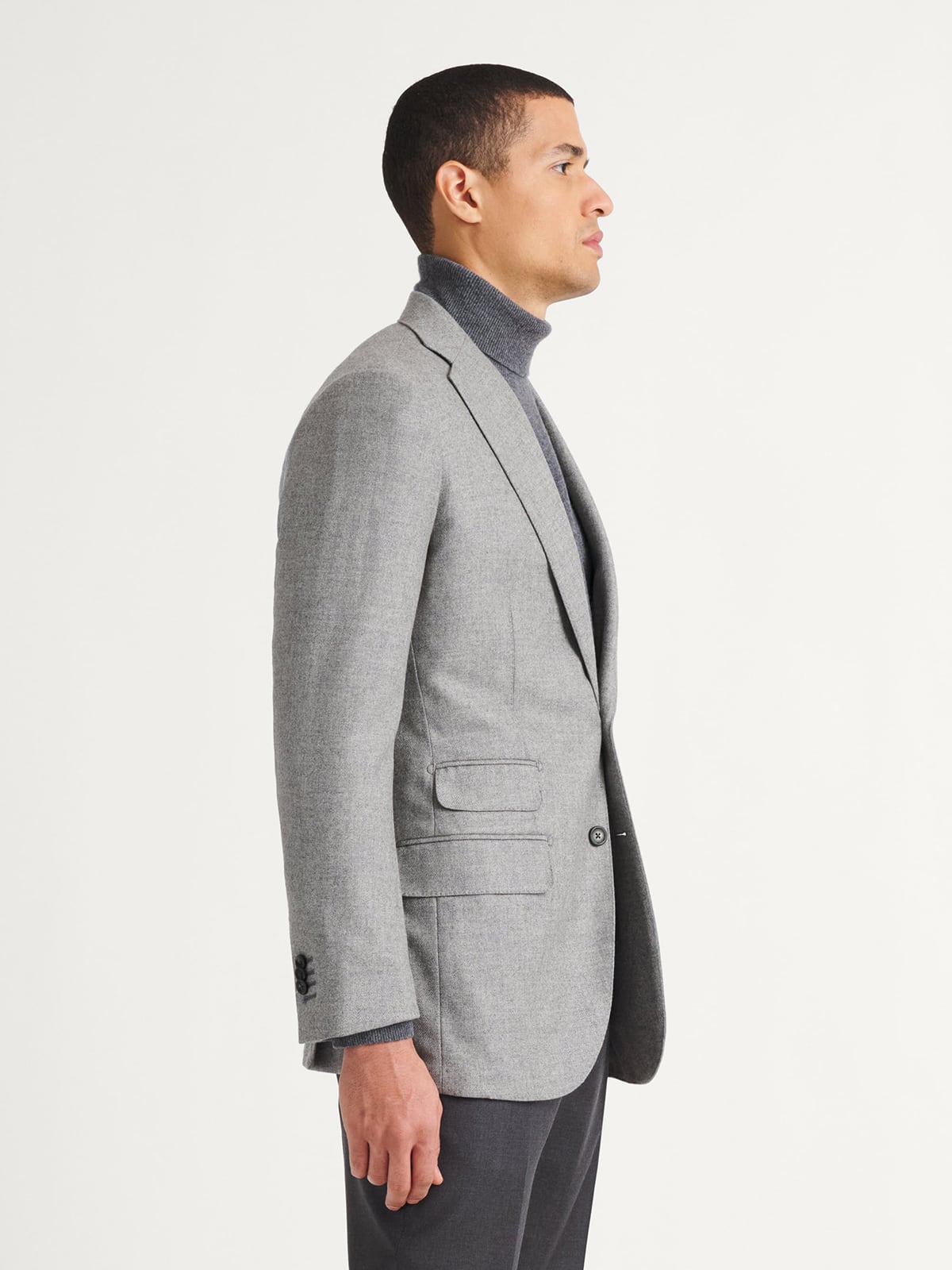 Loro Piana Fabric Grey Wool Cashmere Walker Jacket - Custom Fit