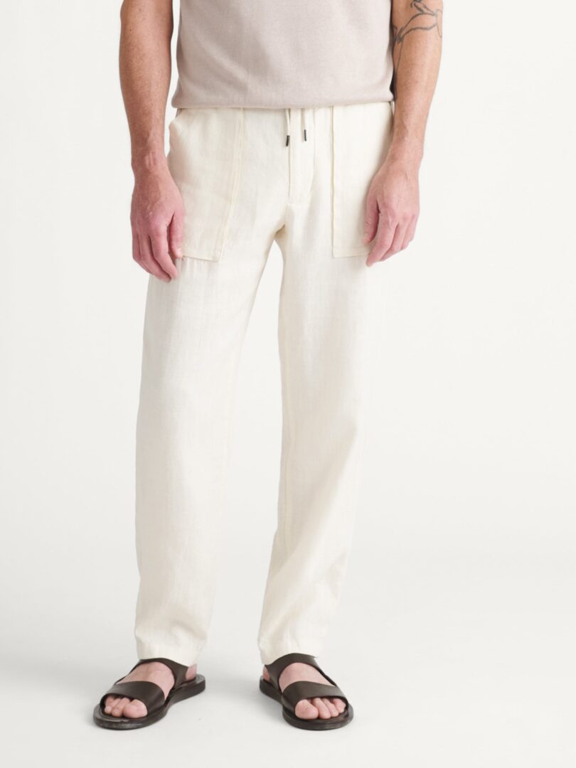 Portuguese Ivory Linen Palermo Pant Thumb Detail